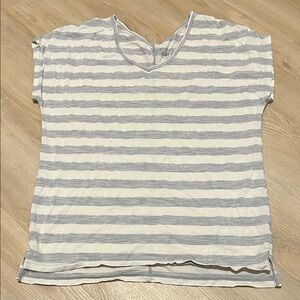 Icebreaker Women's Short Sleeve Top Gray and White Stripes
